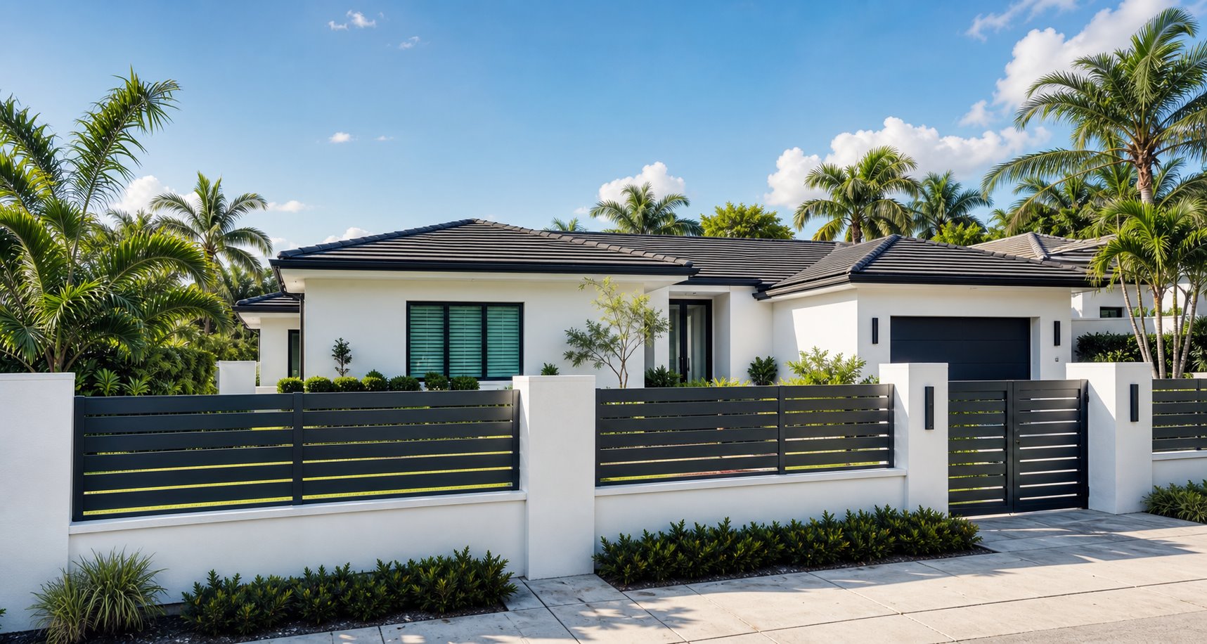 Modern South Florida property with a secure premium fence installation